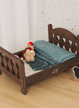 影楼道具摄影小木床儿童新生儿满月拍照辅助道具摆件