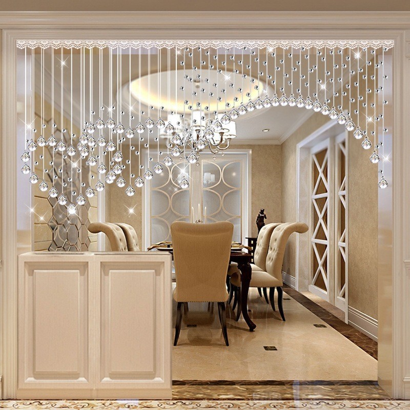 心形水晶珠帘客厅隔断帘玄关欧式卧室挂帘餐厅装饰家用珠链过道子