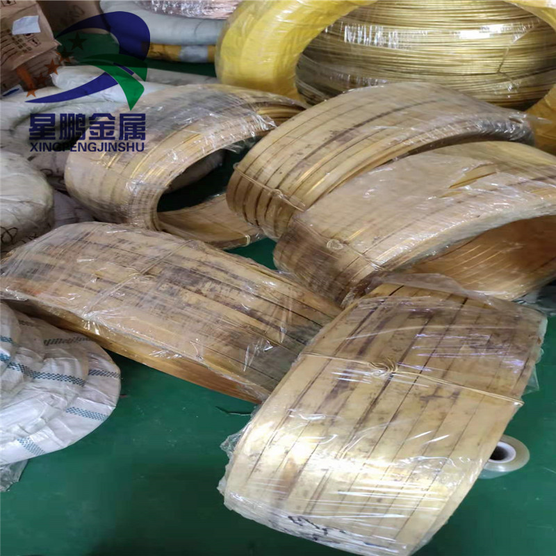 现货批发h62黄铜扁线方铜线轴装细插头线铁黄铜丝h59扁铜线铜丝