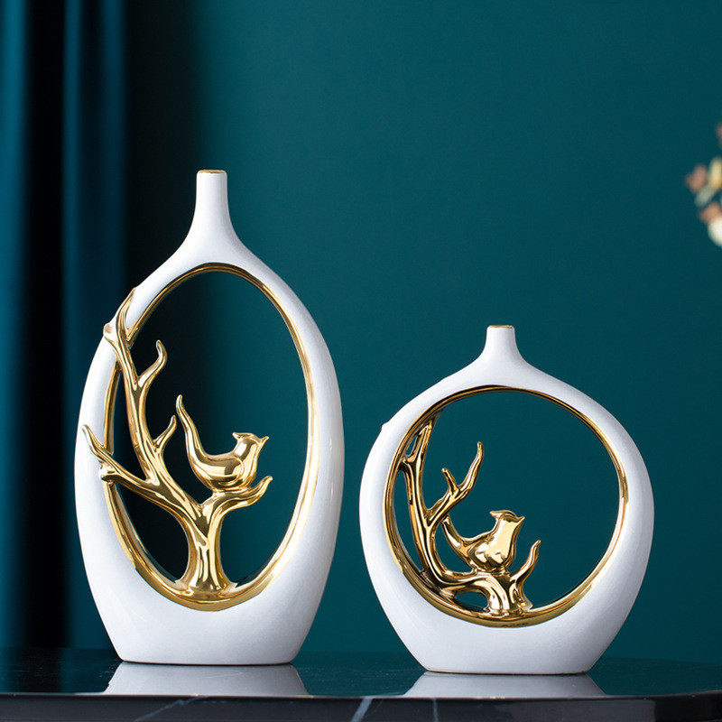 热销轻奢客厅电视柜风陶瓷花瓶中式家居创意现代桌面摆件喜鹊装饰,特色手工艺,青花瓷,淘宝优惠券,粉丝福利购,淘宝优惠卷