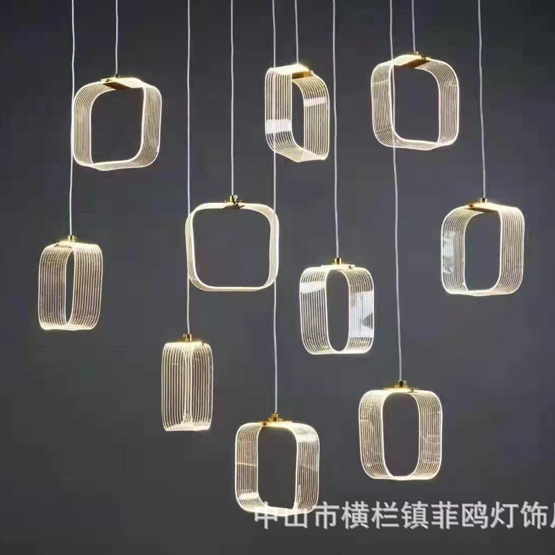 升级高亮吊顶吊灯拉丝亚克力烤弯10头吊灯婚礼堂舞台发光婚庆串灯