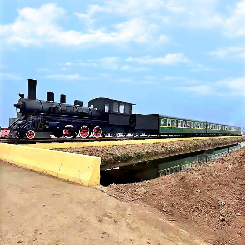 热销大型仿真绿皮火车餐饮一条街老式车头复古主题餐厅展览铁艺车