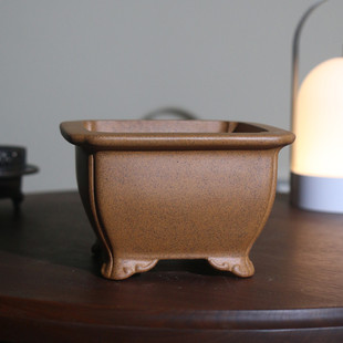 紫砂花盆冯长根名家盆切角四方正方形柴盆兰花盆仿古降坡泥手工烧