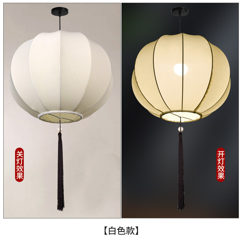 手绘春节圆形灯笼中式国潮风广告彩色景区婚礼装饰新中式布艺吊灯