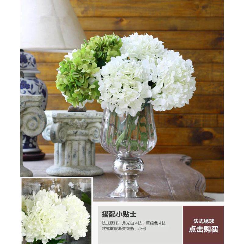 批发美式透明富贵竹竖纹镀银底座高脚玻璃花瓶乡村批发