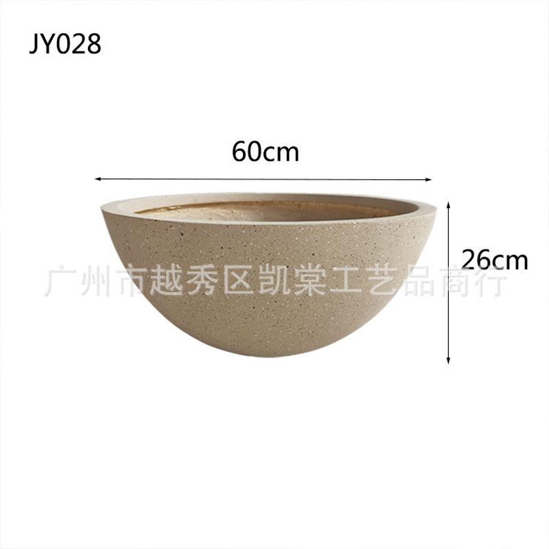北欧半圆形玻璃钢绿化大花盆家居会所前台落地工程软装景观摆件