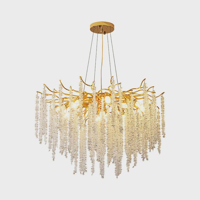 新款轻奢水晶吊灯法式豪餐厅型吊灯卧室客厅华枝奢华流苏冰条灯具