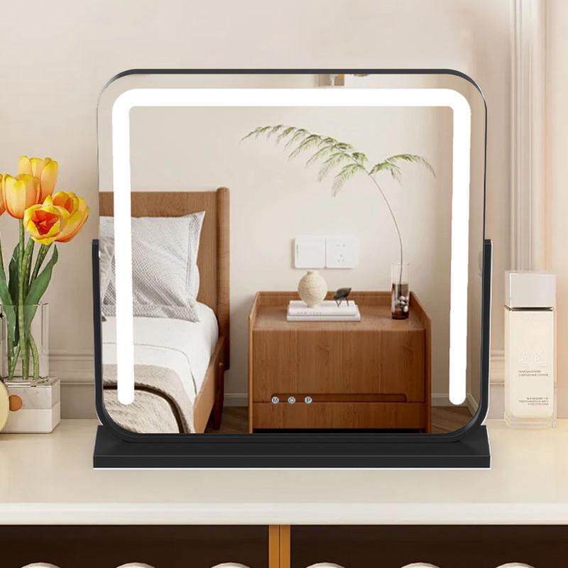 led化妆镜补光带灯镜子台式桌面镜妆镜插电款方形美妆卧室梳妆镜