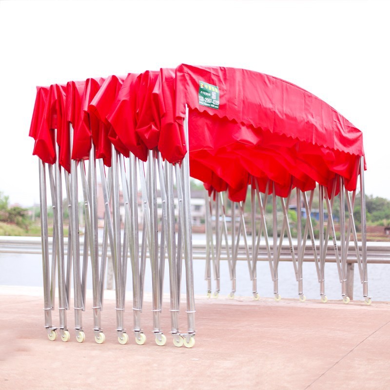 大型移动推拉雨棚户外防雨收缩棚子遮阳棚大棚伸缩排档帐篷停车棚