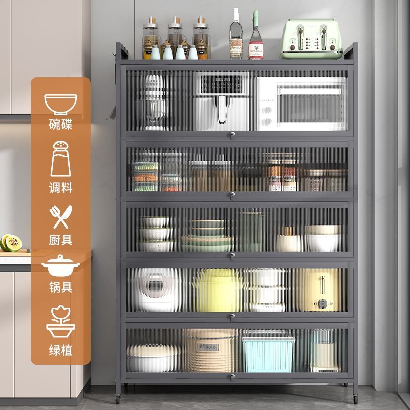 热销厨房置物架落地多层多功能碗柜收纳柜柜子储物柜置物柜橱柜餐