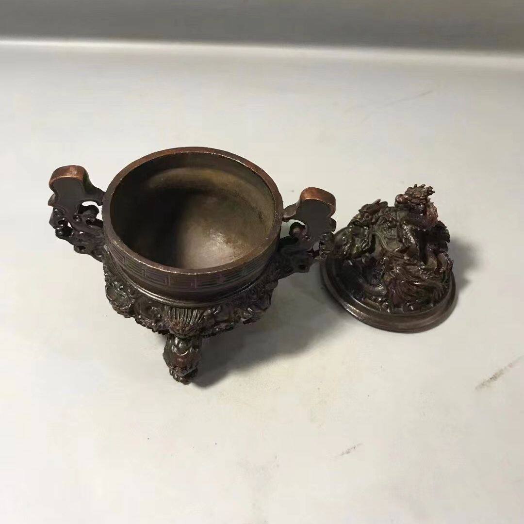 仿古九家用炉铜香炉香薰炉盘龙丹装饰茶道沉香小摆件影视道具
