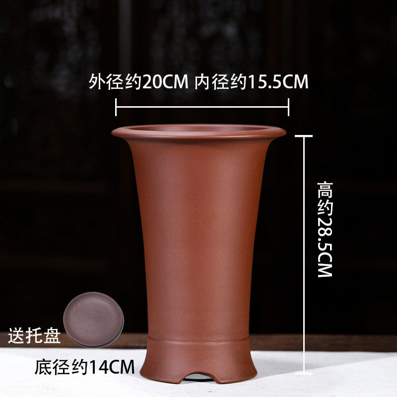 束腰陶都安宜紫砂花盆大口径兰花盆古典宜兴建兰春兰办公桌面包邮