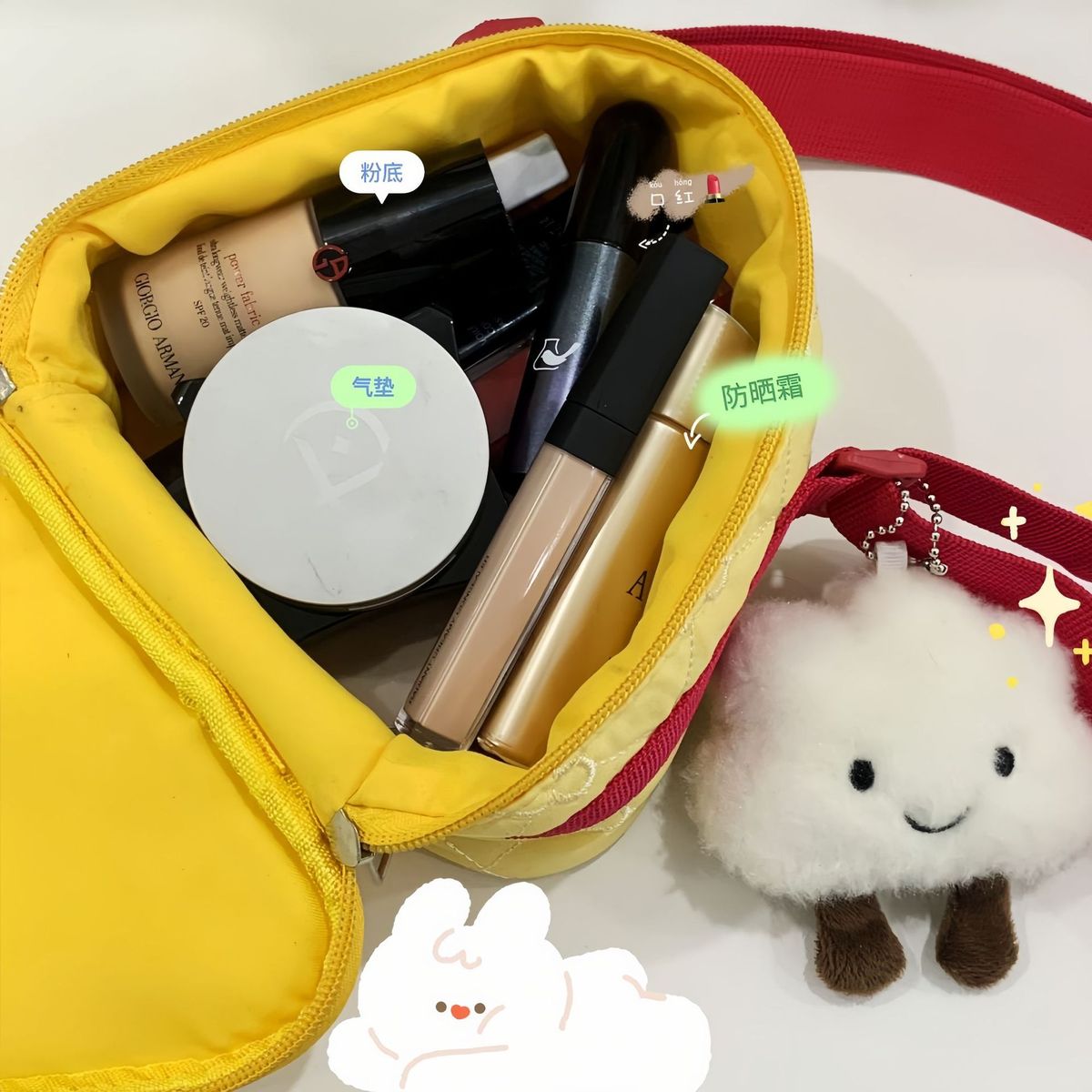 可爱奶酪相机包收纳包单肩斜挎包创意防撞拍立得保护套便携化妆包