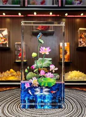 轻奢高档开业水晶摆件家居客厅玄关酒柜装饰工艺品公司开张锦鲤礼