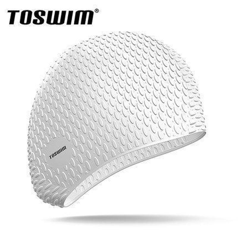 toswim拓胜泳帽女长发成人大号泡泡护耳防水帽时尚女硅胶泳帽