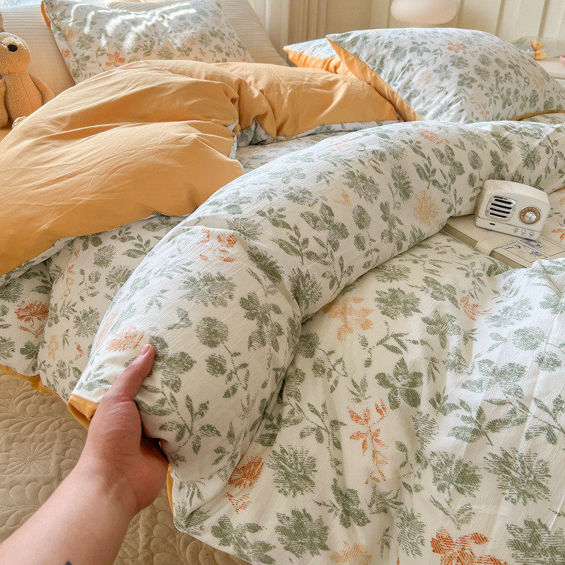 双层纱被单单件四件套床上用品床单被罩学生宿舍三件套水洗棉被套