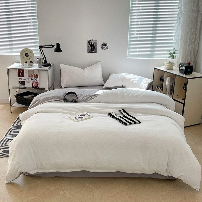 寝室学生宿舍床上三件套上下铺单人水洗棉四件套春秋床单被套被罩