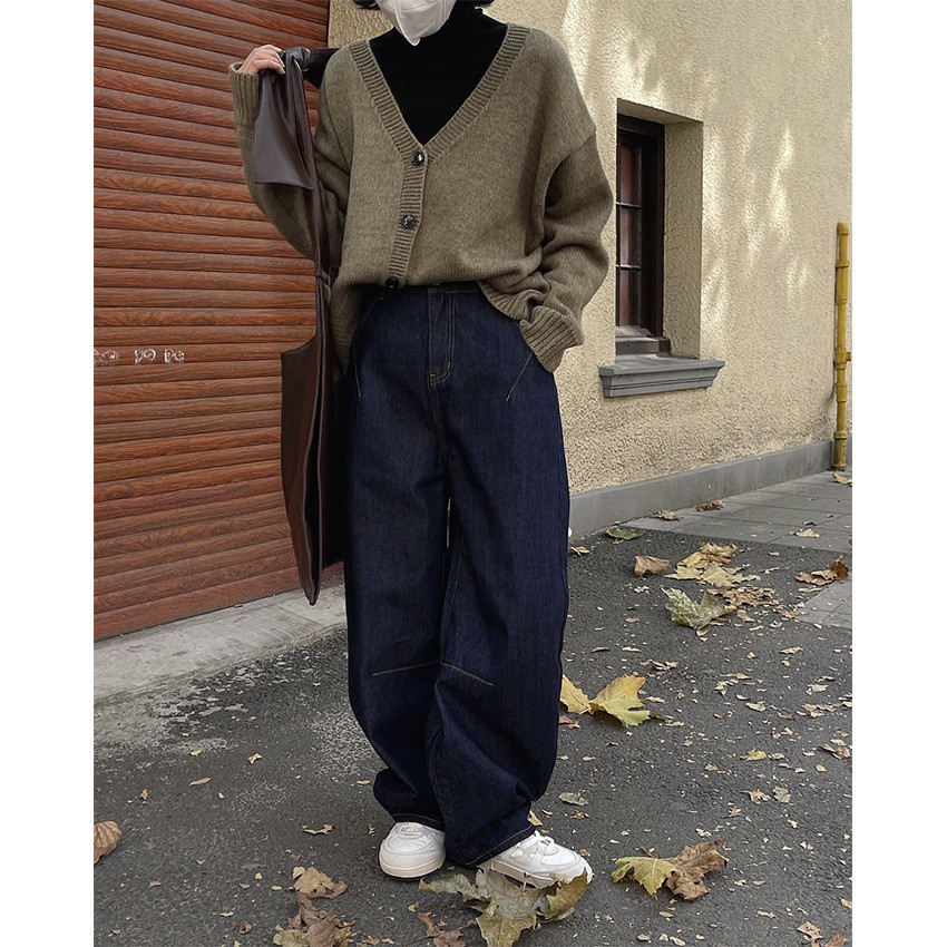 新品2024新款牛仔裤女秋季梨型哈伦镰刀萝卜裤休闲高腰阔腿宽松香