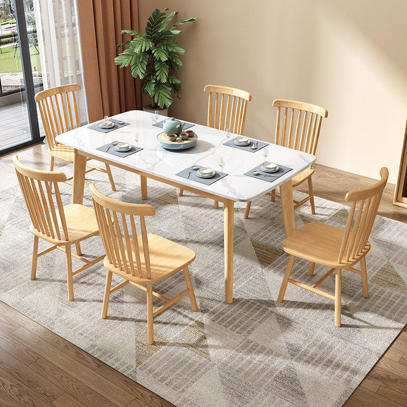 北欧实木岩板餐桌吃饭桌子家用长方形餐厅现代简约家用餐桌椅组合,住宅家具,实木餐桌,淘宝优惠券,粉丝福利购,淘宝优惠卷