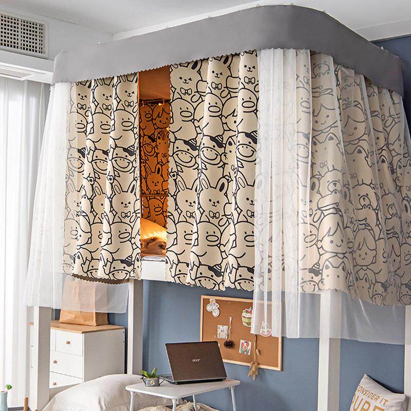 f7de批发女加厚强遮光床帘u形双轨道导轨寝室上铺学生宿舍床幔蚊