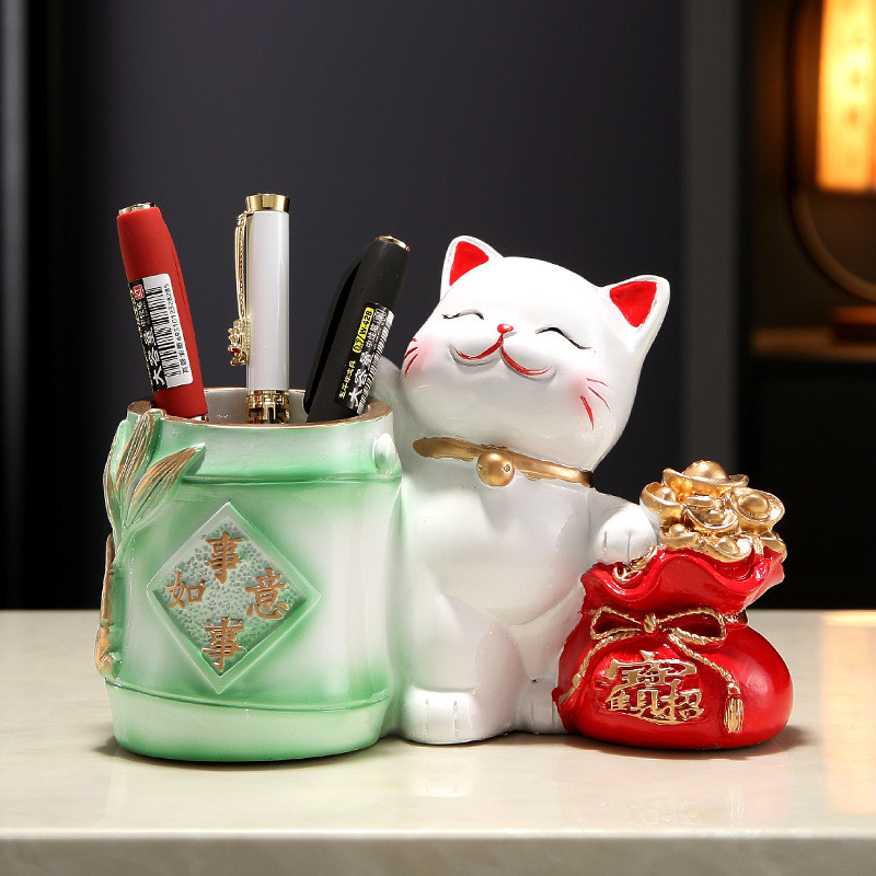 热销桌面创意牙签筒客厅装饰品招财猫摆件家用