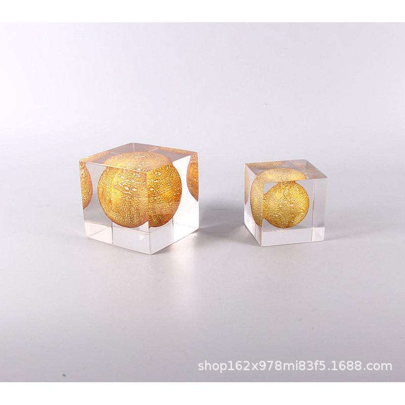 正方体创意桌面树脂小摆件小现代简约几何工艺品镇纸书架摆设饰品