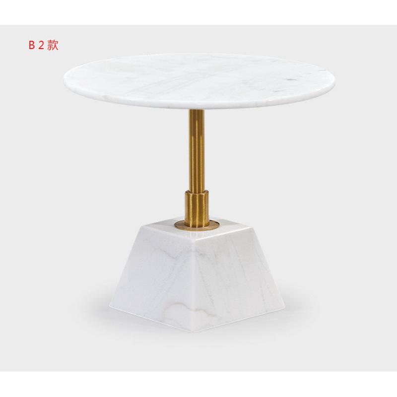 热销沙发边几圆形天然大理石小茶几客厅边柜角几实木小圆桌轻奢小