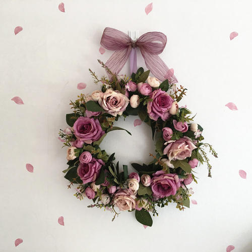 心形仿真花花环假花挂饰门饰玫瑰花环门楣装饰婚庆婚房家居可