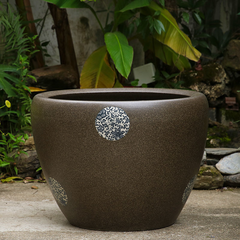 古法鱼缸景德镇陶瓷缸金鱼盆睡莲碗莲乌龟庭院大缸花盆缸水缸荷深