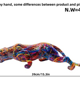 创意树脂工艺品豹子摆件摆设办公室酒柜装饰品炫彩长颈鹿家居