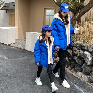 冬装 外套中大童亲子装 母女 冬季 儿童男童克莱因蓝棉服女童2024新款