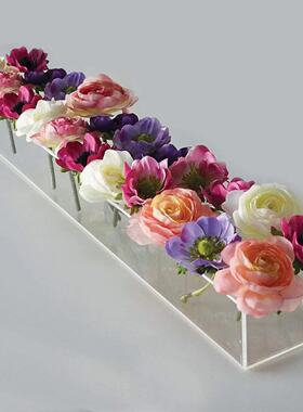 透明亚克力花瓶收纳架ins风北欧轻奢家居长方形水培花盒花盆