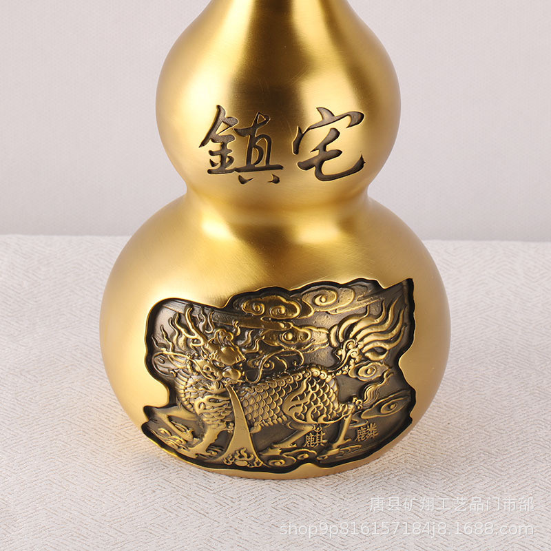 厂家批发黄铜制作全铜葫芦麒麟貔貅祥云葫芦黄铜工艺品摆件