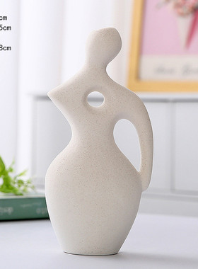 客厅家居花瓶摆件人体白色陶瓷装饰北欧创意造型插花艺术花器
