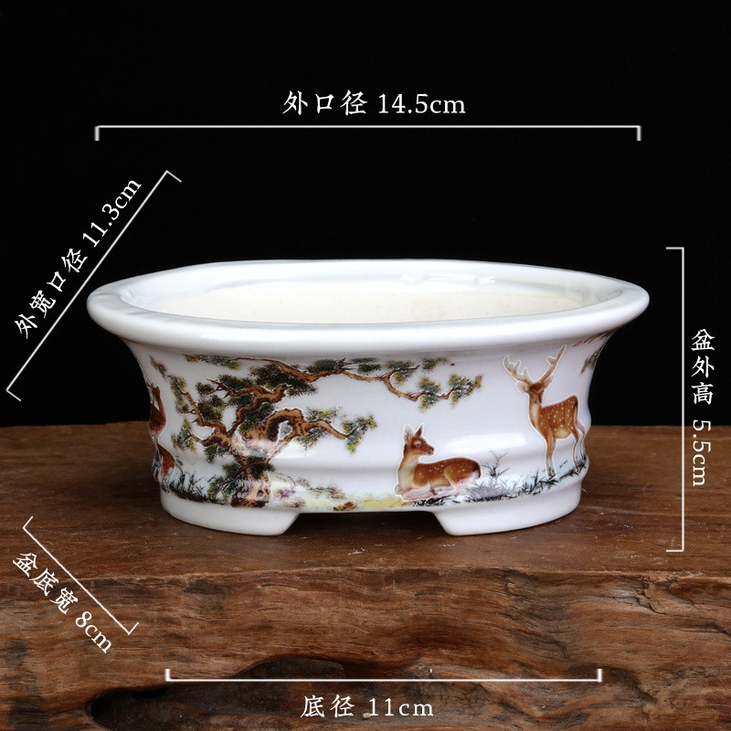 做盆景的花盆四方大号正紫砂花盆彩绘贴画兰花绿植室内简约陶盆