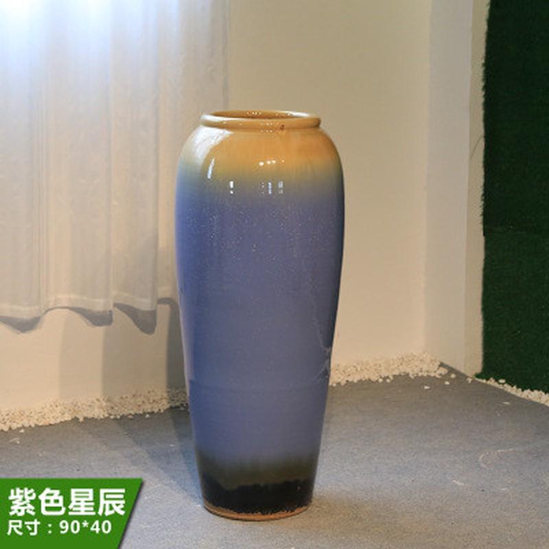 欧式窑变颜色釉酒店橱窗别墅大号手工陶罐花瓶摆设件坛子缸插花器