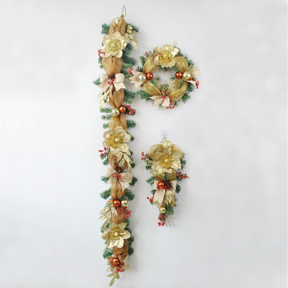 1.8仿真圣诞红果串长条浆果藤条藤蔓圣诞节庆装饰品商场橱窗道具