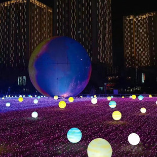 热销道具充气星球气模pvc九大行星模型婚礼灯光悬挂落地商场展示p