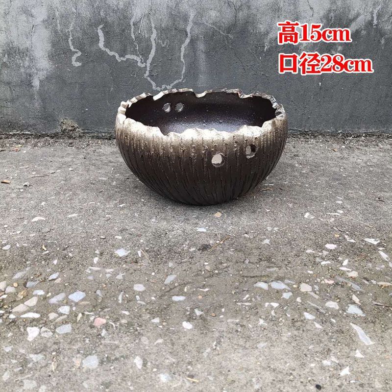 水草种植罐插画多肉陶罐高复古创意土陶罐桌面花盆植物陶瓷水培