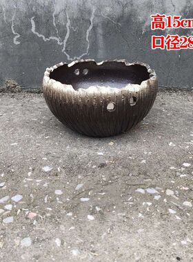 水草土罐插画多肉陶罐花盆复古创意种植陶罐桌面高植物陶瓷水培