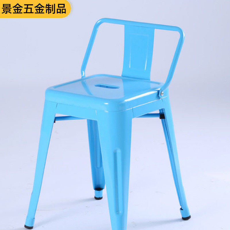 铁艺铁皮凳子工业风可堆叠餐椅咖啡厅酒吧家用高脚凳吧台高脚椅子