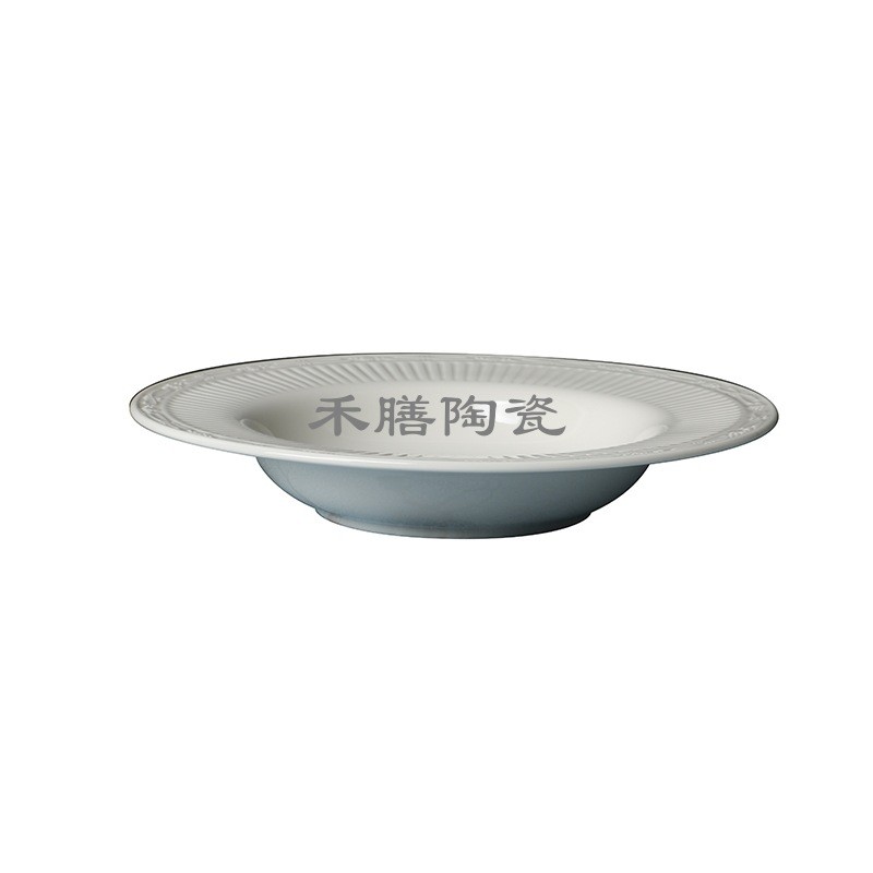 【某牌孤品意面釉下彩简约】草帽盘【高端新骨瓷】深盘菜盘子