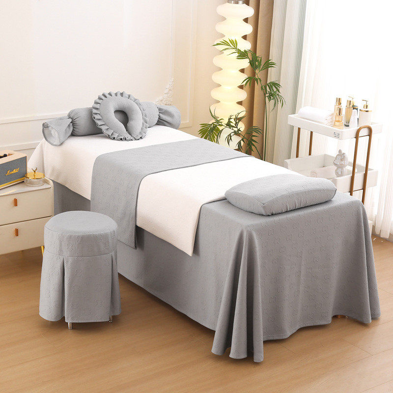 针织美容床罩四件套高档简约美容院专用疗按摩理疗采耳头床单床套