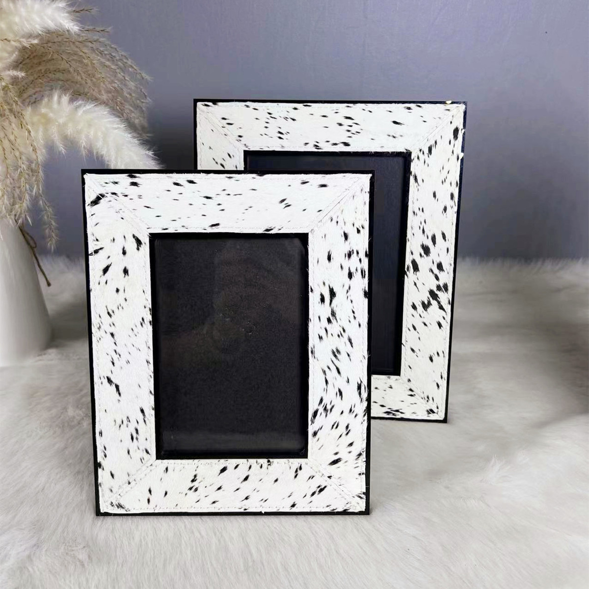 斑点简约轻奢马毛相框托盘摆件样板间桌面装饰品现代北欧软装摆设