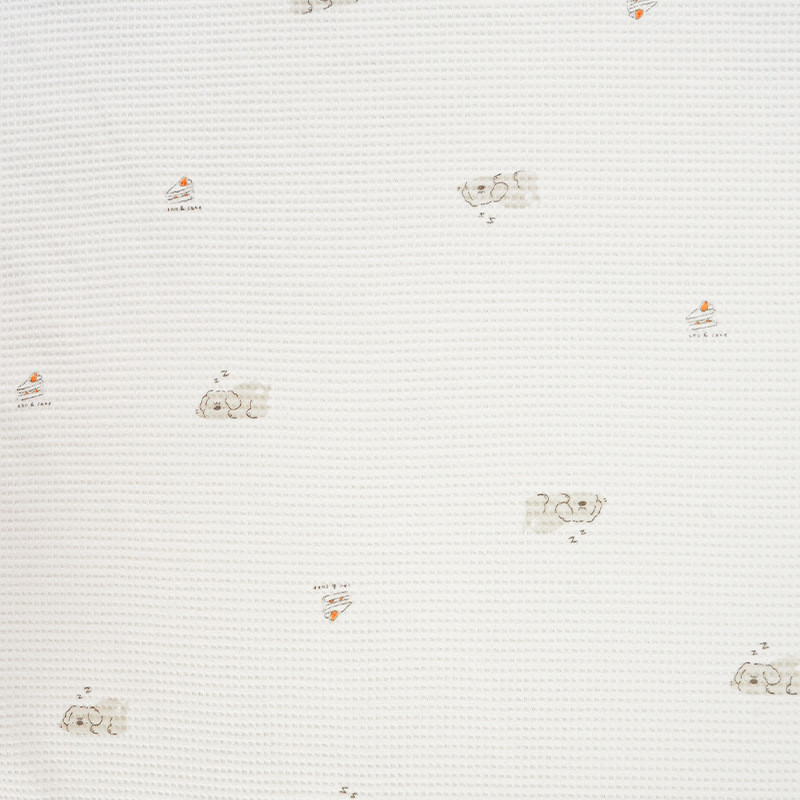 精梳棉面料格针织布华夫格威化格磨毛布印花婴童家居服套装华夫