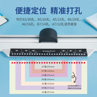 手推30打洞打孔机办公家用a4 a7均可孔一机多用