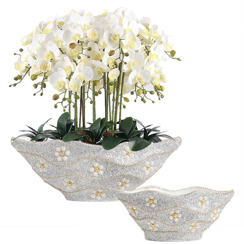 玻璃钢园艺花器插花瓶干花客厅蝴蝶兰盆栽欧式现代装饰品绿植花盆