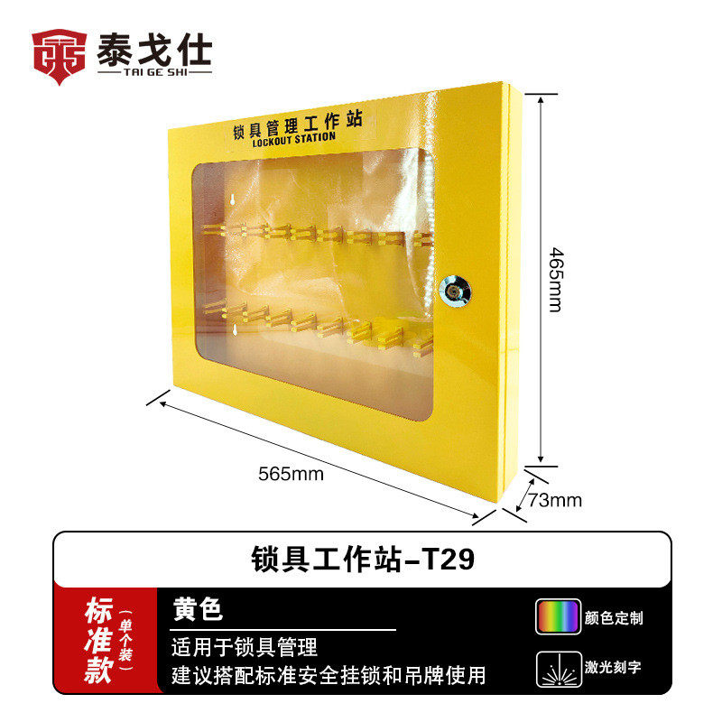 泰戈仕壁挂式锁具站锁具管理箱t29锁具存放箱挂锁安置箱可视面板