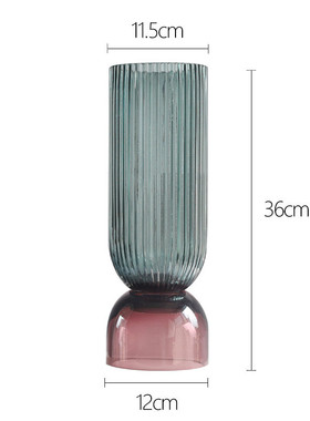 北欧创意竖条纹简约现代透明玻璃花瓶花器花艺组合家居装饰摆件