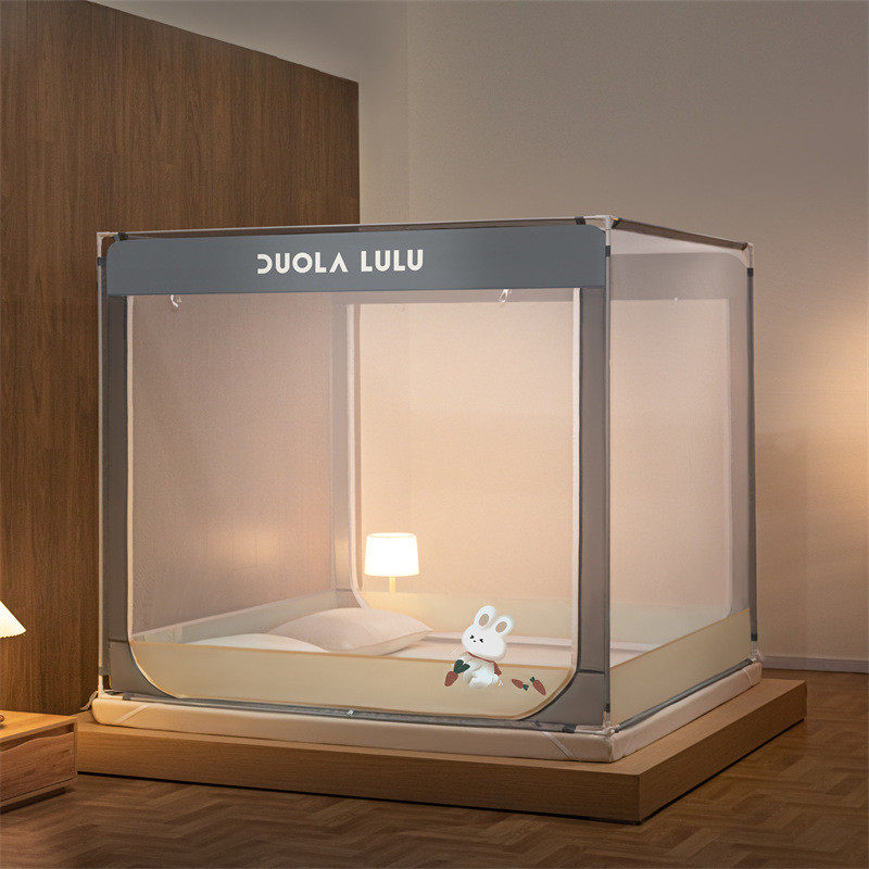 简约风厂家坐床蚊帐双开门方顶拉链蚊帐夏季1.8m床蚊帐家用代发